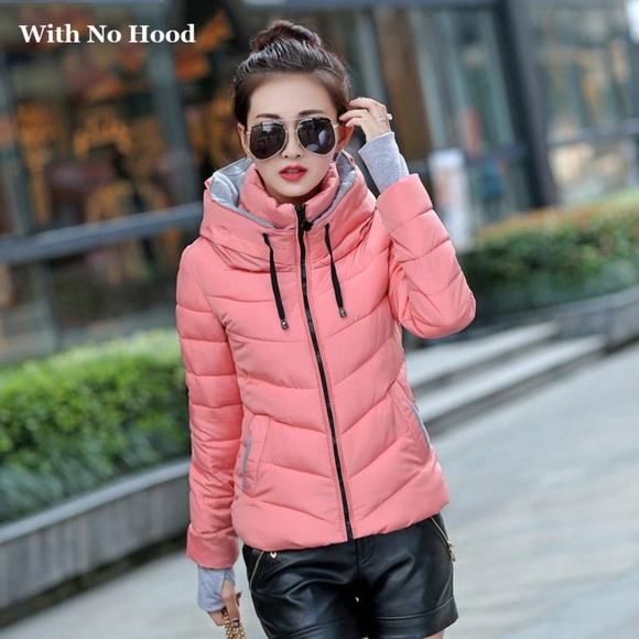 Pink Puffer Lightweight Coat with Double Collar - Picture 2 of 4